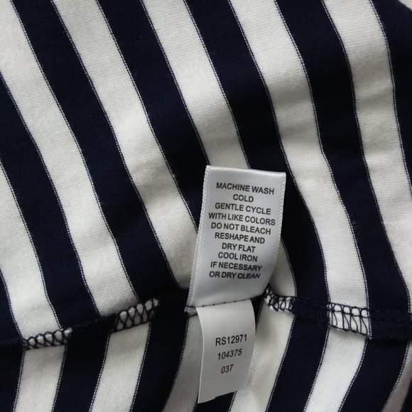 New Spense Tee Navy White Stripe Cold Shoulder Top - Picture 8 of 9